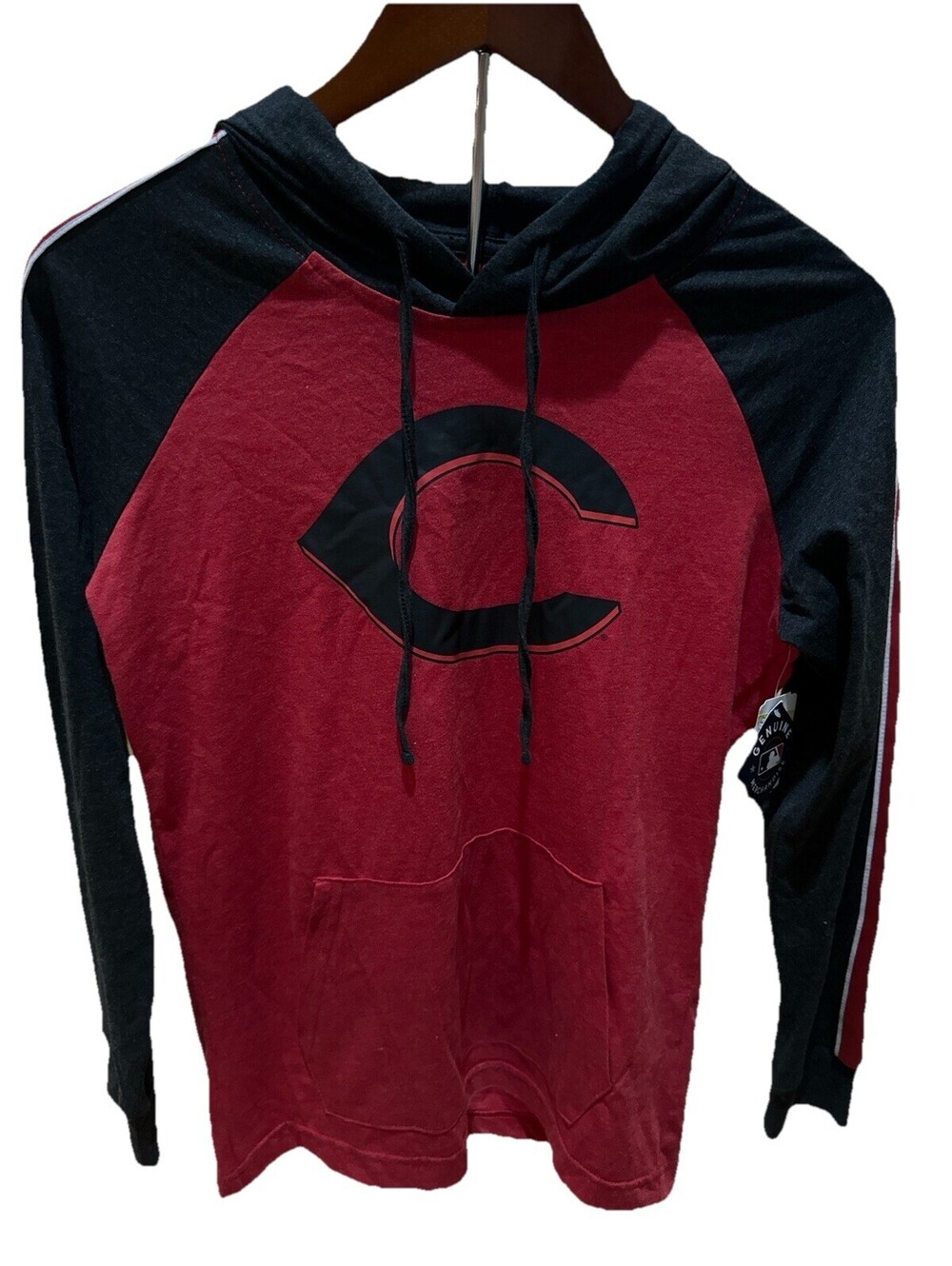 Cincinnati Reds Raglan Hoodie Mens S MLB Genuine Merchandise NWT